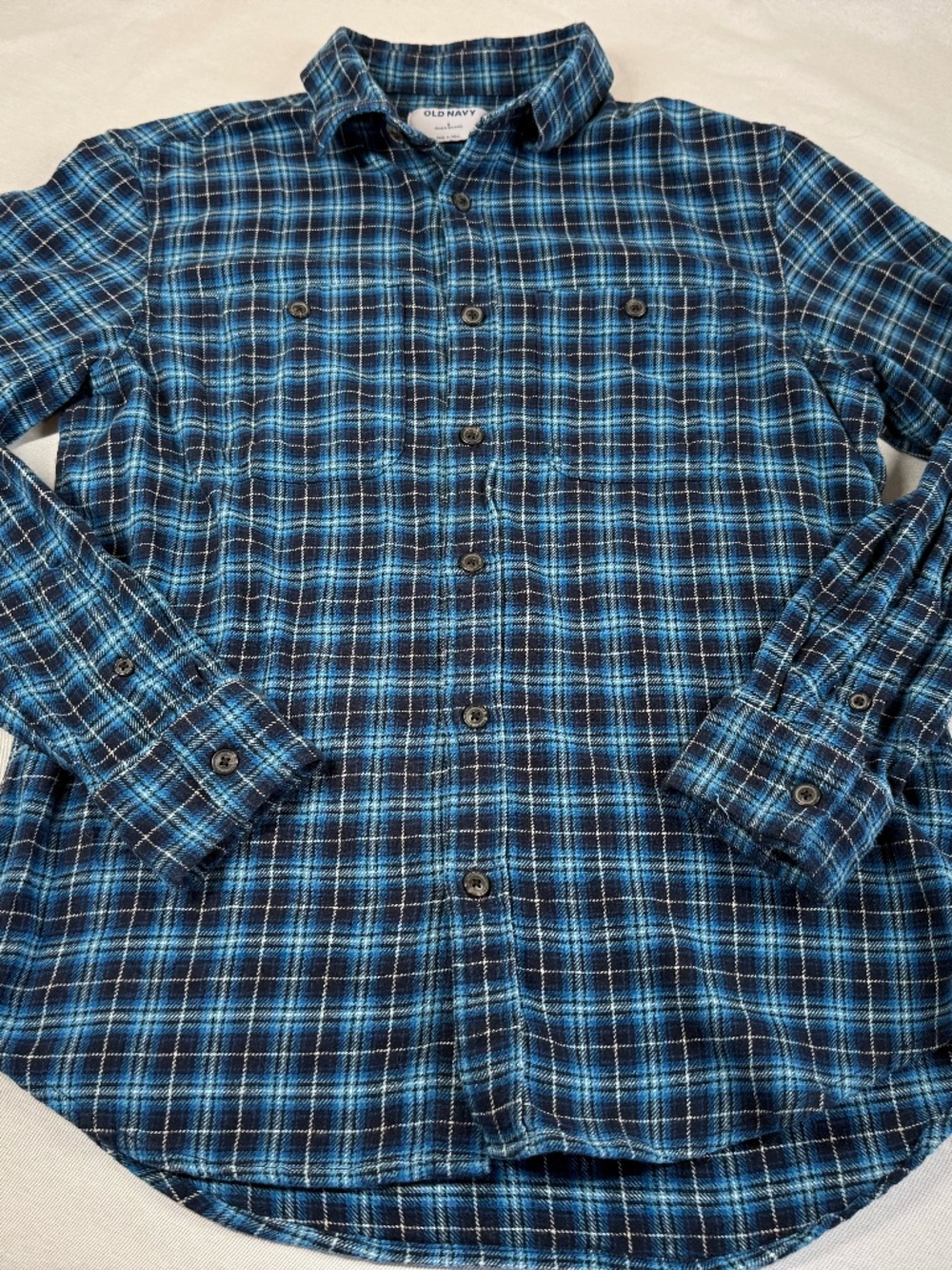 Old Navy Men's Long Sleeve Button Up Shirt Size Small - Blue Plaid